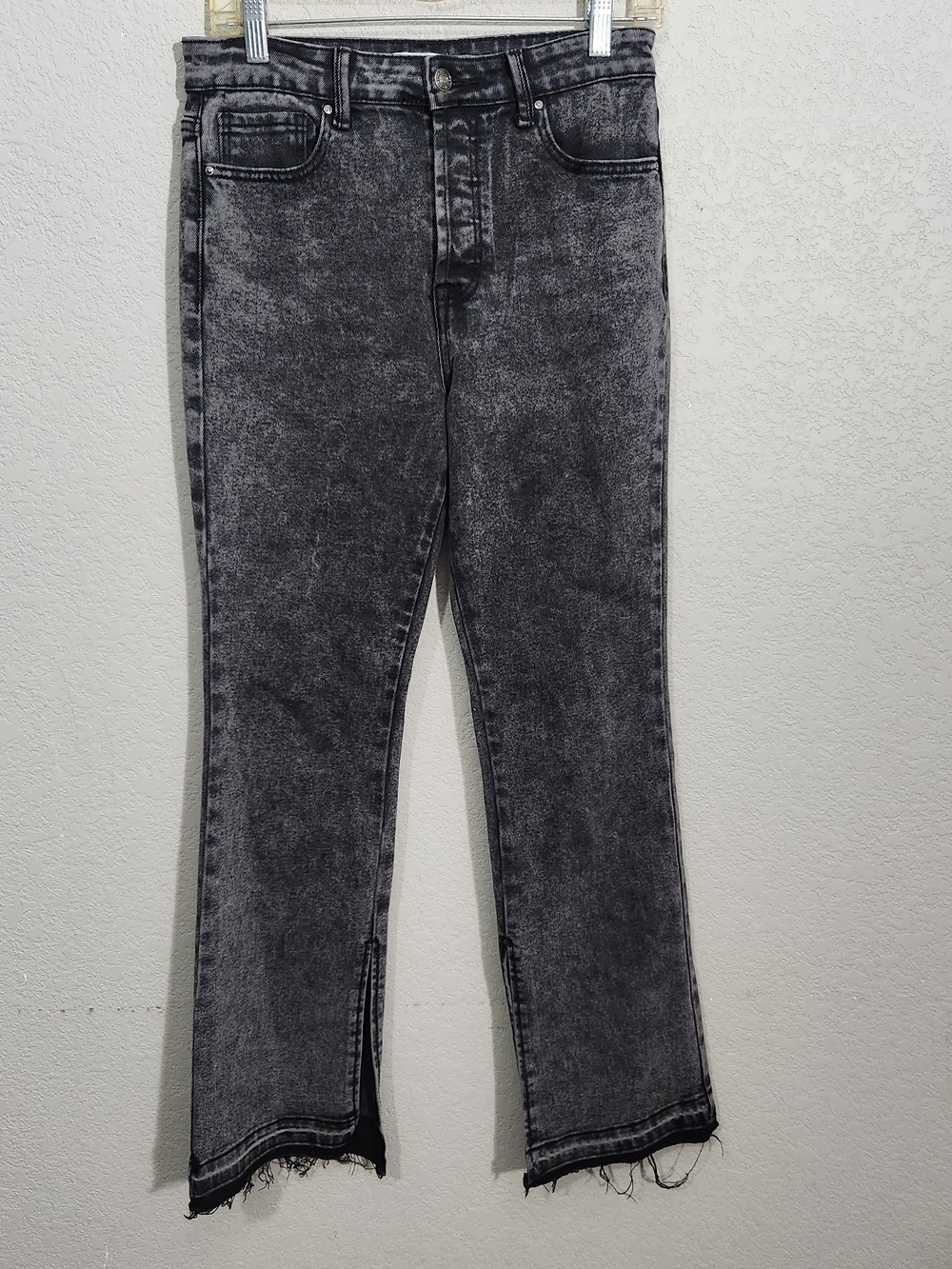 Forever 21 Gray Black Acid-Wash Straight Leg Jeans